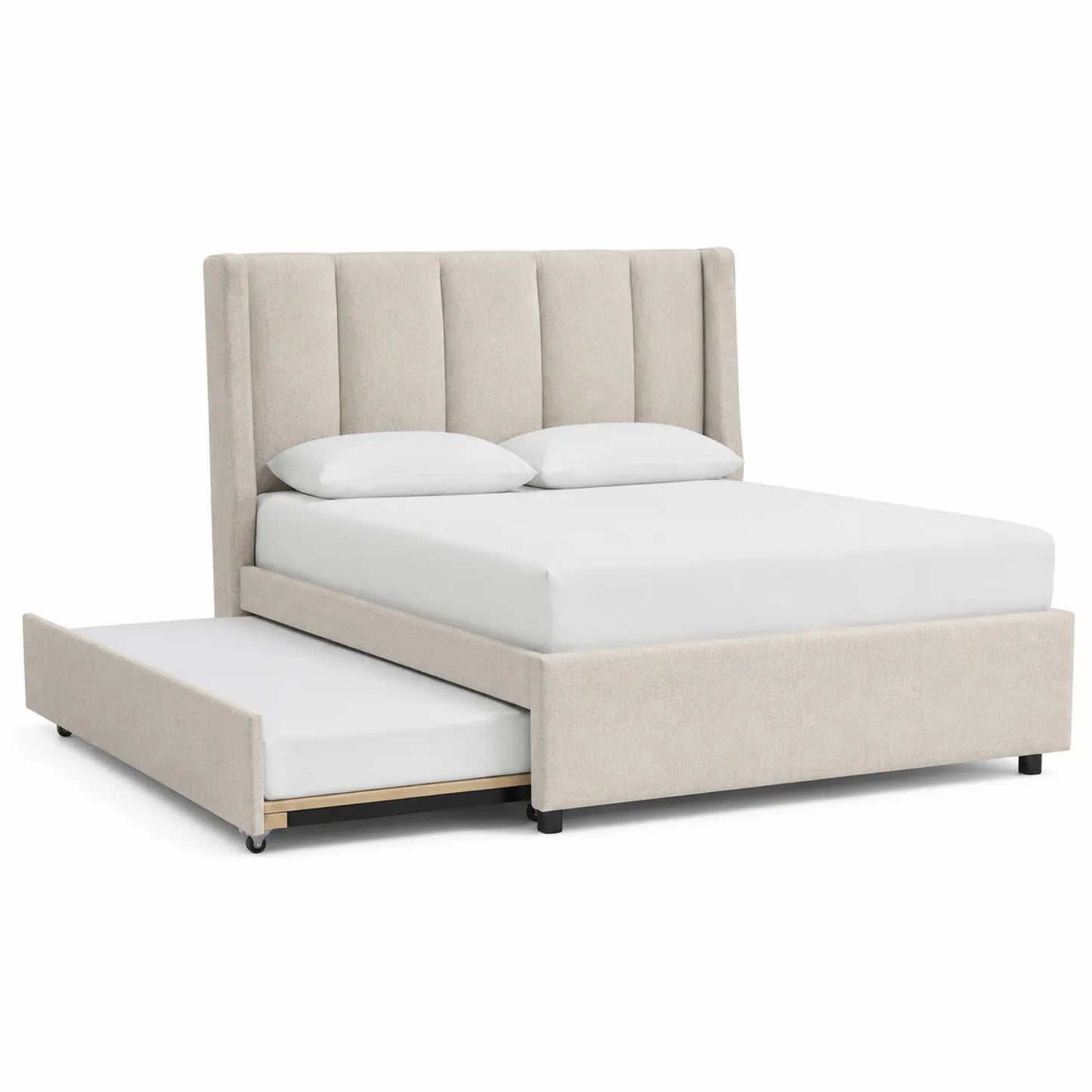 Letto matrimoniale imbottito con cassetto estraibile Beige 200x160 cm