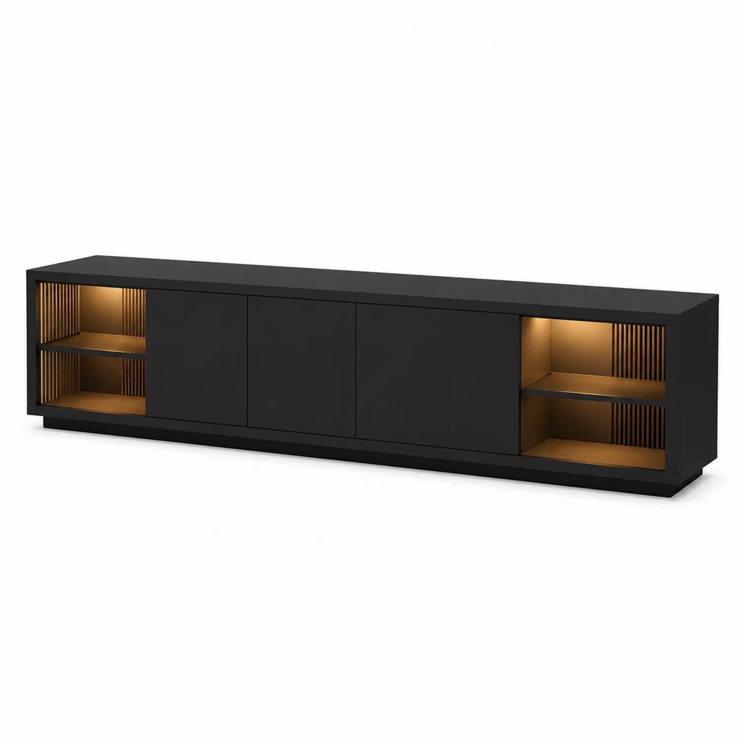 Mobile TV in Legno con Ripiani in Vetro e LED 200x40x50 cm