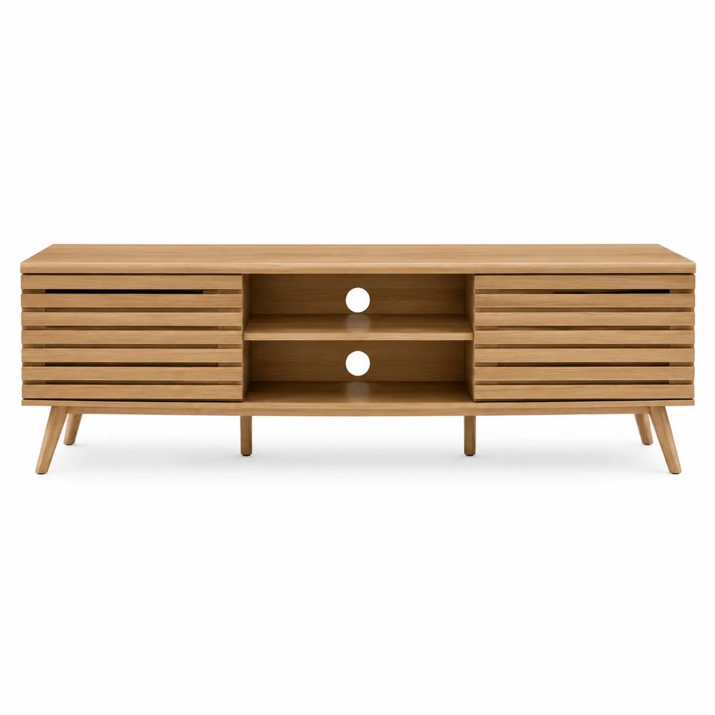 Mobile TV in legno di bambù con ante scorrevoli 120x40x50 cm