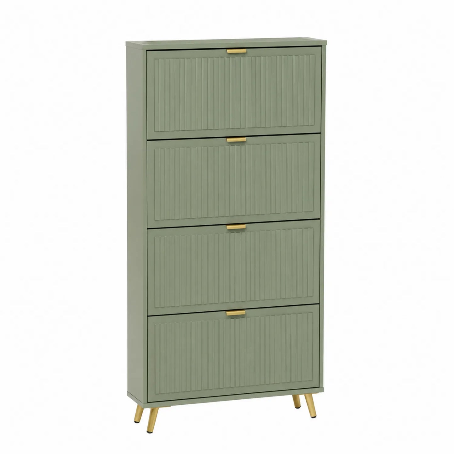 Scarpiera in MDF con 4 Ante Verde e Gambe in Metallo