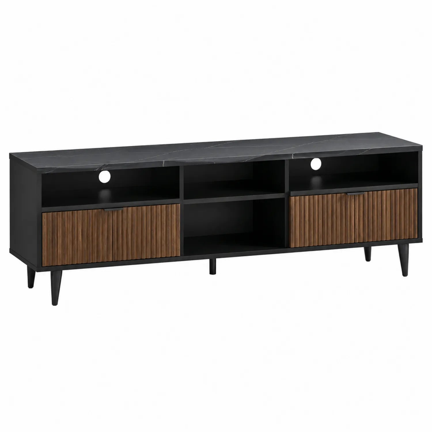 Mobile TV rettangolare in MDF e metallo Nero/Marrone
