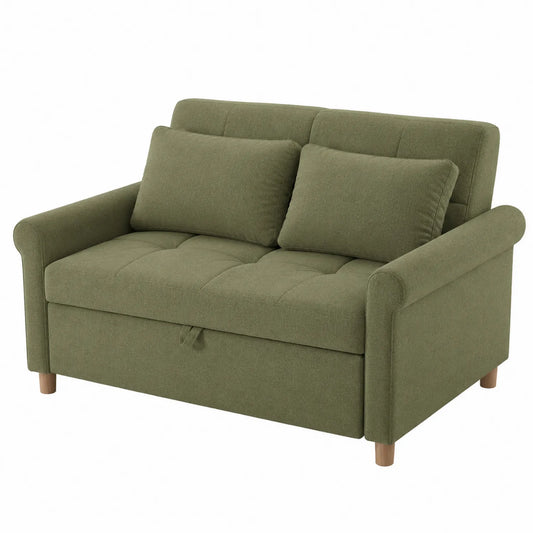 Divano Letto in Poliestere Verde Oliva 2 Posti