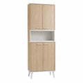 Credenza Alta in Legno con Ante e Ripiano Aperto, Colore Rovere e Bianco, 180x60x40 cm