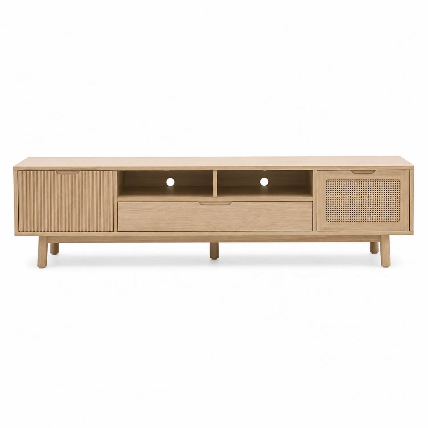 Mobile TV in Legno di Quercia con Ante in Rattan