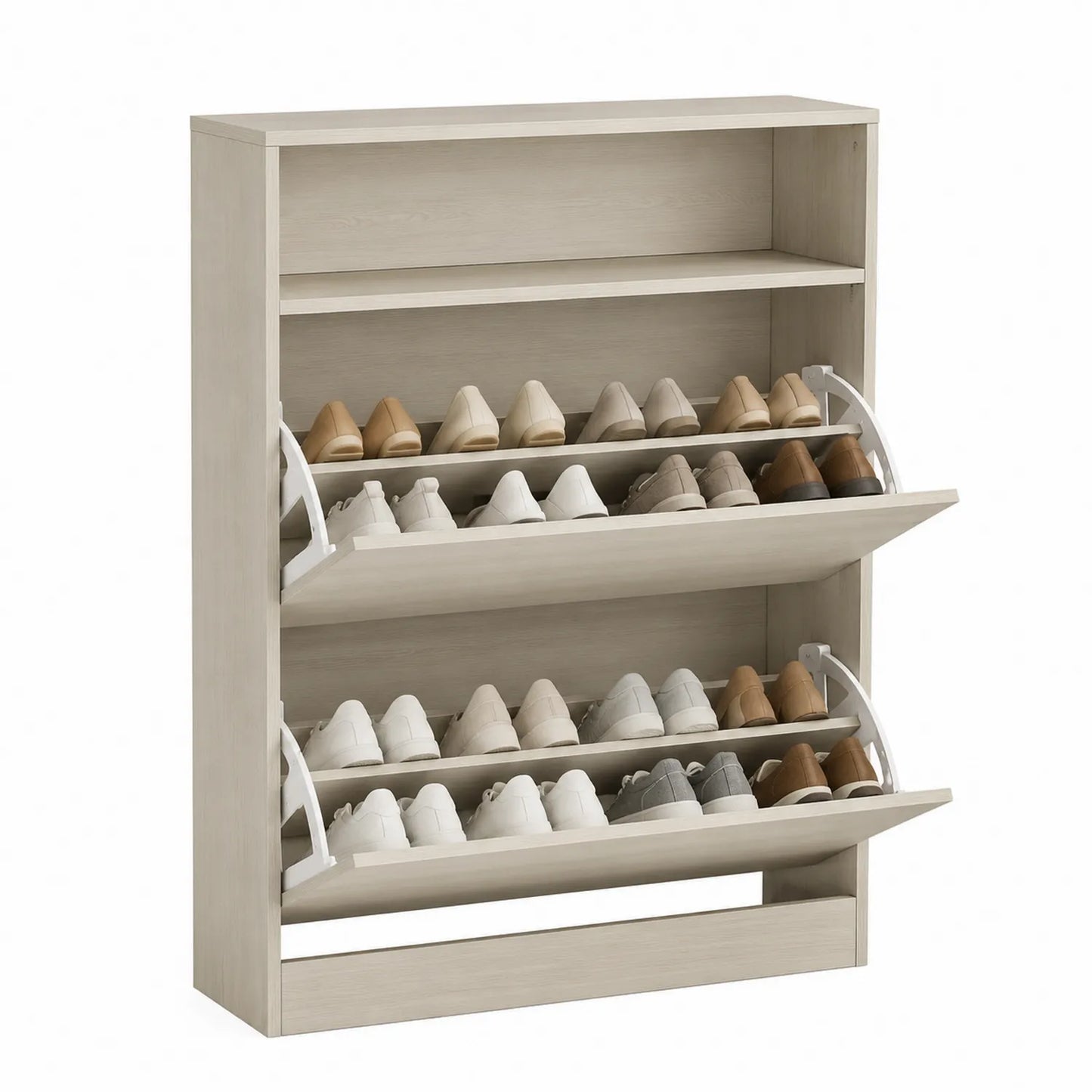 Scarpiera in Legno Beige 3 Ripiani 60x24x107 cm
