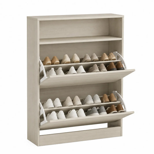 Scarpiera in Legno Beige 3 Ripiani 60x24x107 cm
