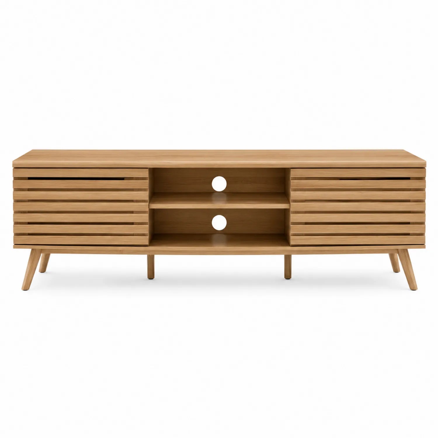 Mobile TV in legno di bambù con ante scorrevoli 120x40x50 cm