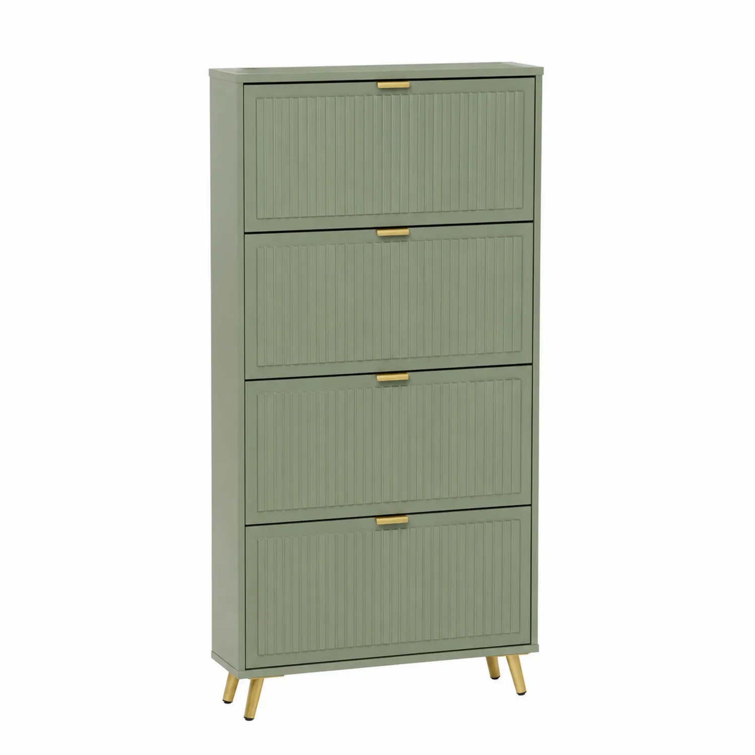 Scarpiera in MDF con 4 Ante Verde e Gambe in Metallo